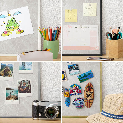 Magnetisch bord voor de muur met witte lijst Grijs marmer