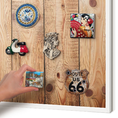 Magnetisch bord voor de muur met witte lijst Houten planken
