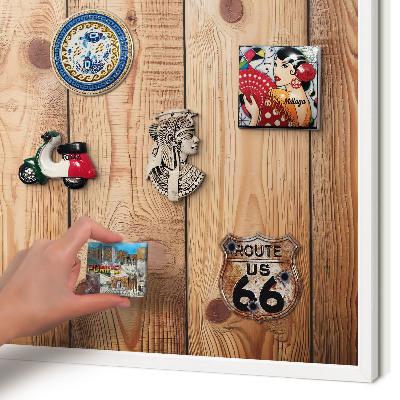 Magnetisch bord voor de muur met witte lijst Houten planken