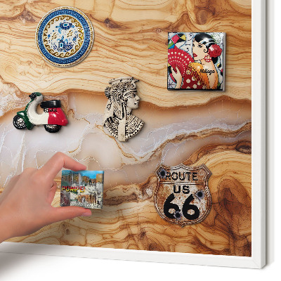 Magnetisch bord voor de muur met witte lijst Houten elegantie