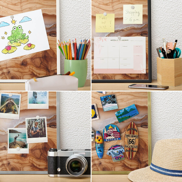Magnetisch bord voor de muur met witte lijst Houten elegantie