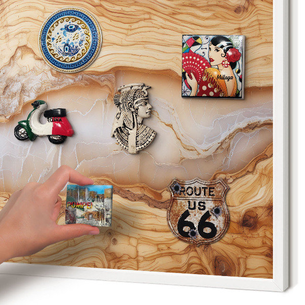 Magnetisch bord voor de muur met witte lijst Houten elegantie
