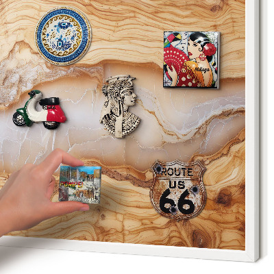 Magnetisch bord voor de muur met witte lijst Houten elegantie