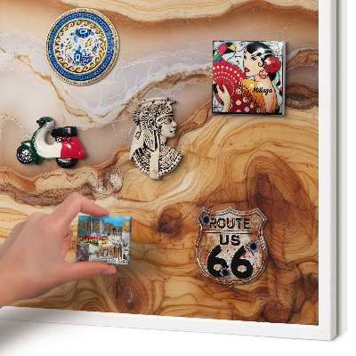 Magnetisch bord voor de muur met witte lijst Houten elegantie