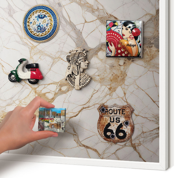 Magnetisch bord voor de muur met witte lijst Marmeren elegantie