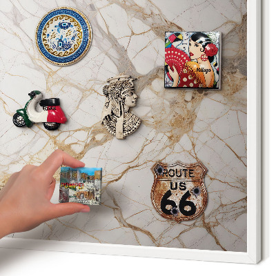 Magnetisch bord voor de muur met witte lijst Marmeren elegantie