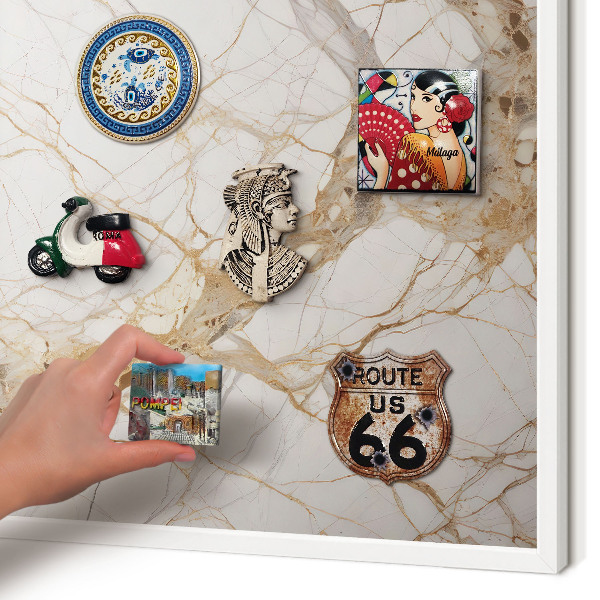 Magnetisch bord voor de muur met witte lijst Marmeren elegantie