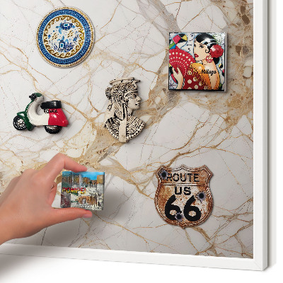 Magnetisch bord voor de muur met witte lijst Marmeren elegantie