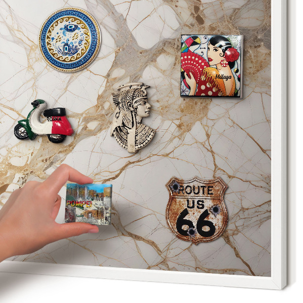 Magnetisch bord voor de muur met witte lijst Marmeren elegantie