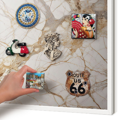 Magnetisch bord voor de muur met witte lijst Marmeren elegantie