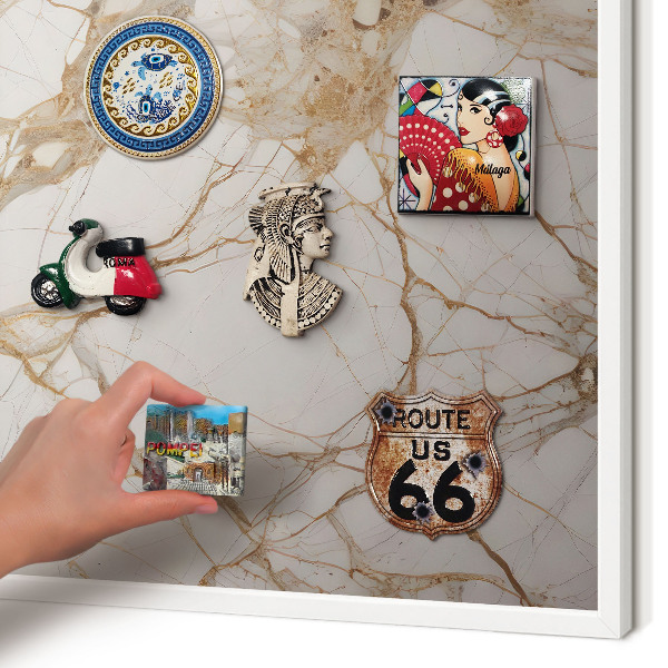 Magnetisch bord voor de muur met witte lijst Marmeren elegantie