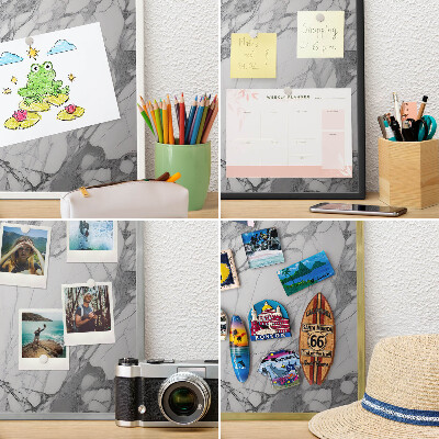 Magnetisch bord van metaal in een witte lijst Marmeren elegantie