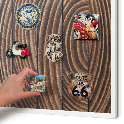 Magnetisch bord voor de muur met witte lijst Houtstructuur