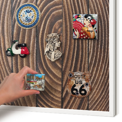 Magnetisch bord voor de muur met witte lijst Houtstructuur