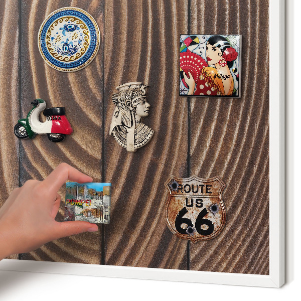 Magnetisch bord voor de muur met witte lijst Houtstructuur