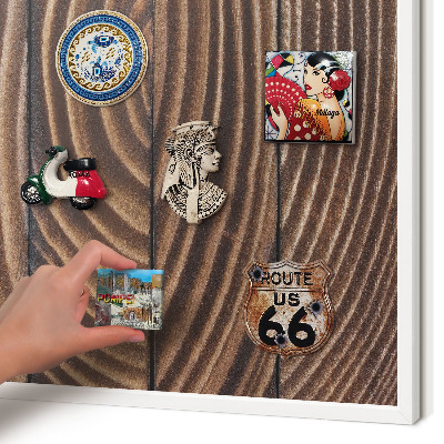 Magnetisch bord voor de muur met witte lijst Houtstructuur