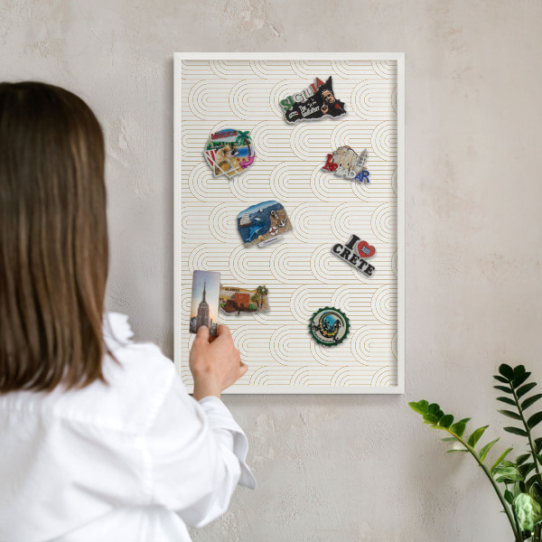 Magnetisch bord van metaal in een witte lijst Artistieke bogen