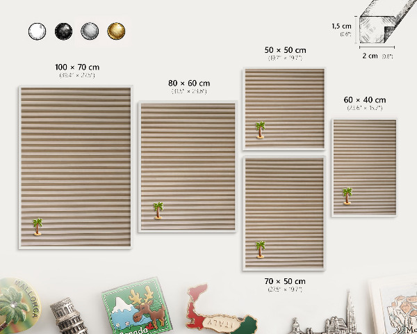 Magnetisch bord voor de muur met witte lijst Houten latten
