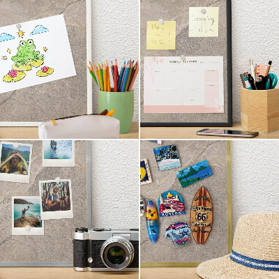 Magnetisch bord van metaal in een witte lijst Beige steen
