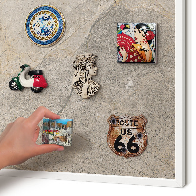 Magnetisch bord van metaal in een witte lijst Beige steen