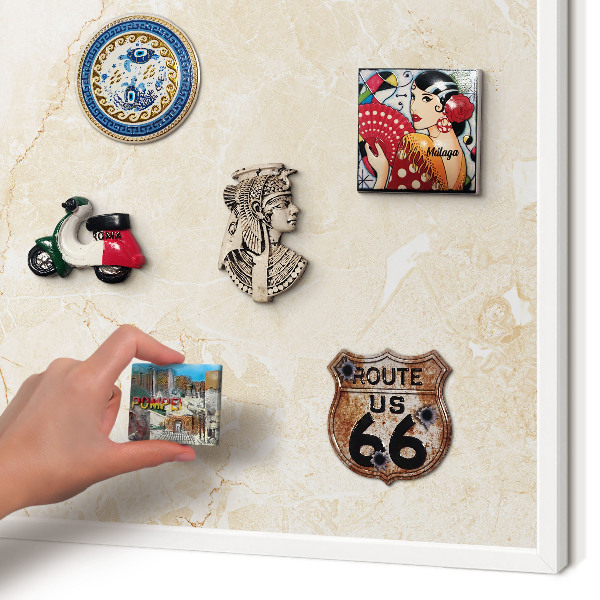 Magnetisch bord voor de muur met witte lijst Delicaat marmer