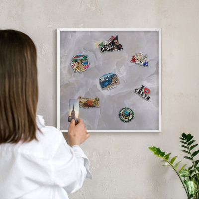 Magnetisch bord voor de muur met witte lijst Grijze elegantie