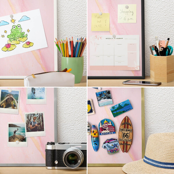Magnetisch bord voor de muur met witte lijst Roze elegantie