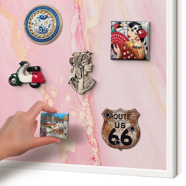 Magnetisch bord voor de muur met witte lijst Roze elegantie