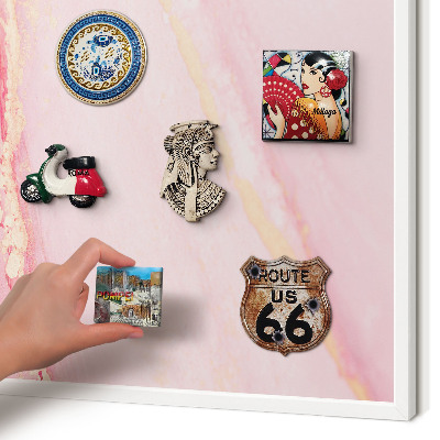 Magnetisch bord voor de muur met witte lijst Roze elegantie