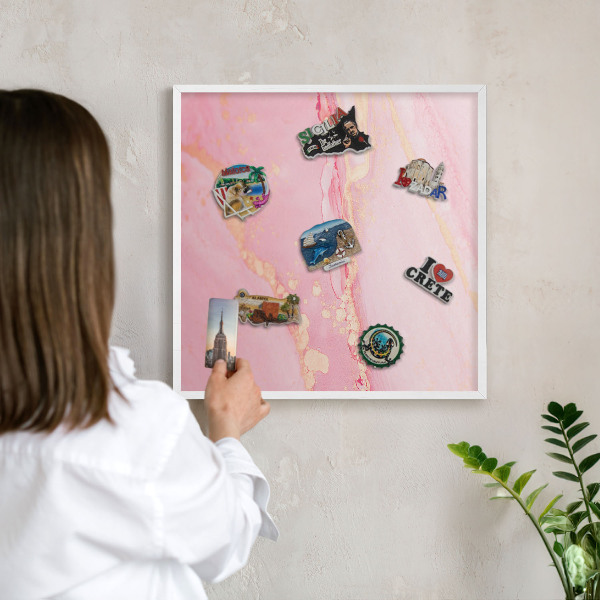 Magnetisch bord voor de muur met witte lijst Roze elegantie