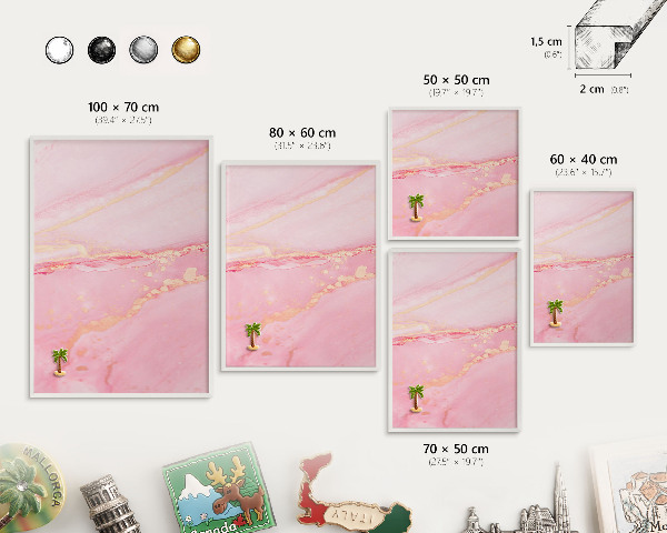 Magnetisch bord voor de muur met witte lijst Roze elegantie