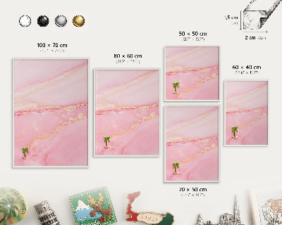 Magnetisch bord voor de muur met witte lijst Roze elegantie