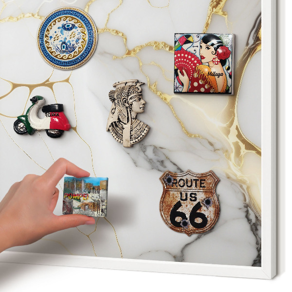 Magnetisch bord voor de muur met witte lijst Abstract marmer