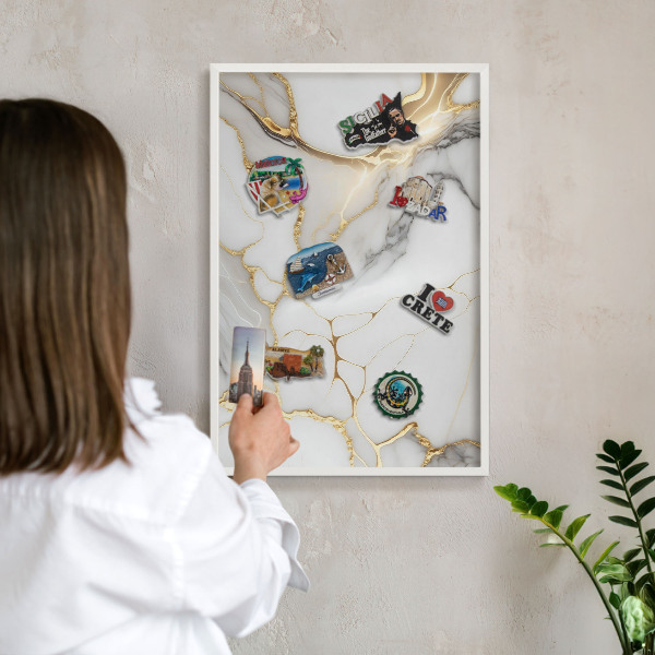 Magnetisch bord voor de muur met witte lijst Abstract marmer