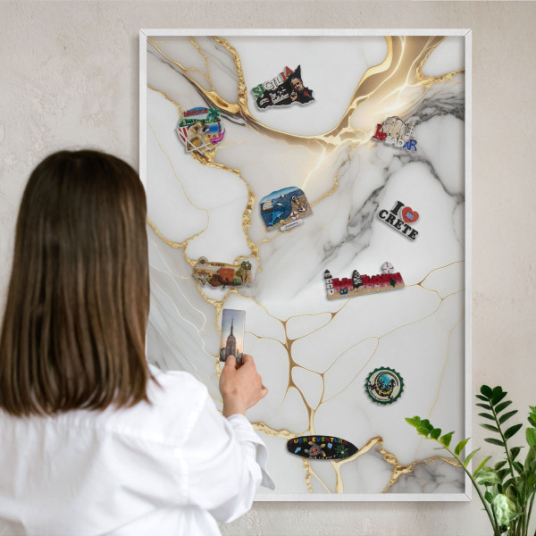 Magnetisch bord voor de muur met witte lijst Abstract marmer