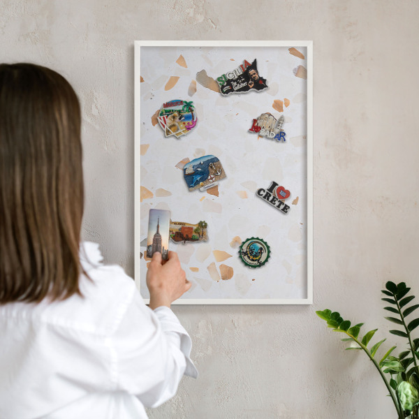 Magnetisch bord van metaal in een witte lijst Warm mozaïek