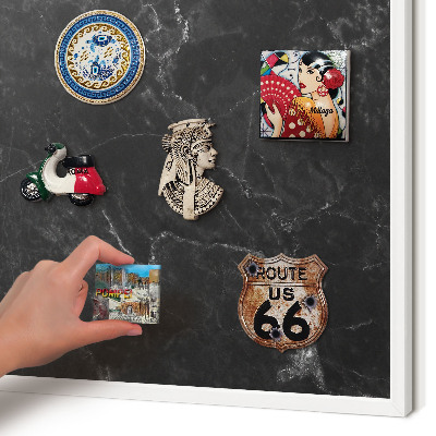 Magnetisch bord van metaal in een witte lijst Zwart marmer