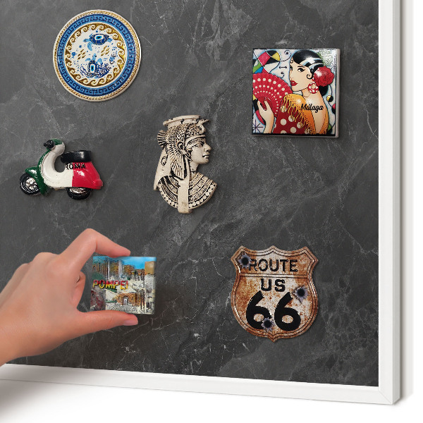Magnetisch bord van metaal in een witte lijst Grijze elegantie