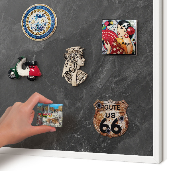 Magnetisch bord van metaal in een witte lijst Grijze elegantie