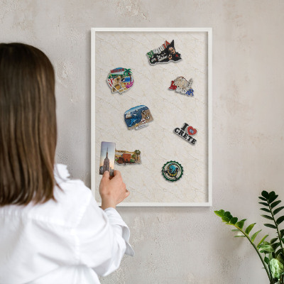 Magnetisch bord voor de muur met witte lijst Marmeren elegantie