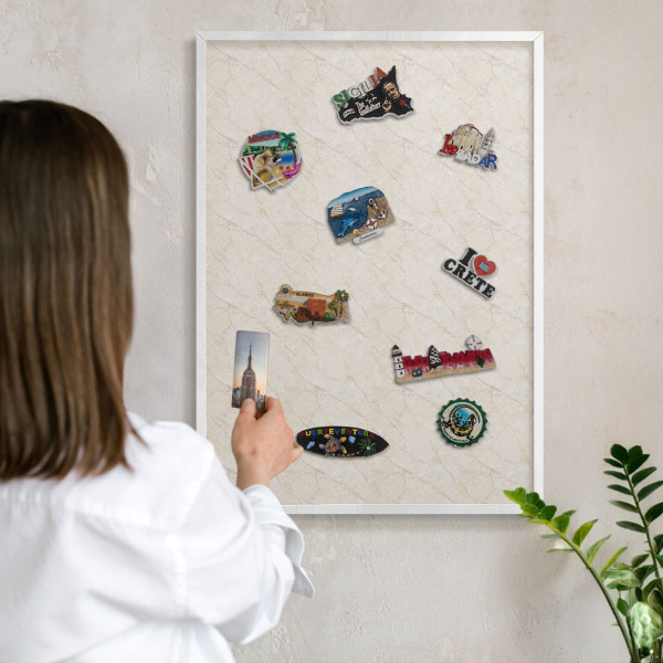 Magnetisch bord voor de muur met witte lijst Marmeren elegantie