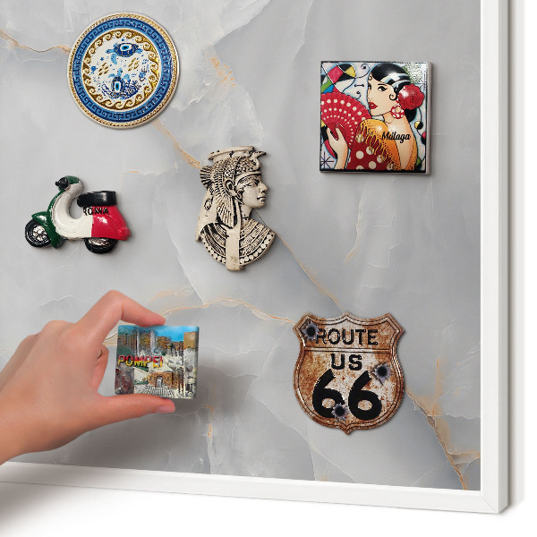 Magnetisch bord voor de muur met witte lijst Grijze aderen
