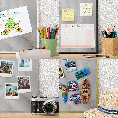 Magnetisch bord voor de muur met witte lijst Grijze aderen