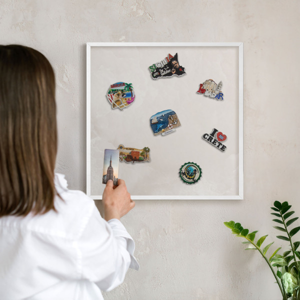 Magnetisch bord voor de muur met witte lijst Romige textuur
