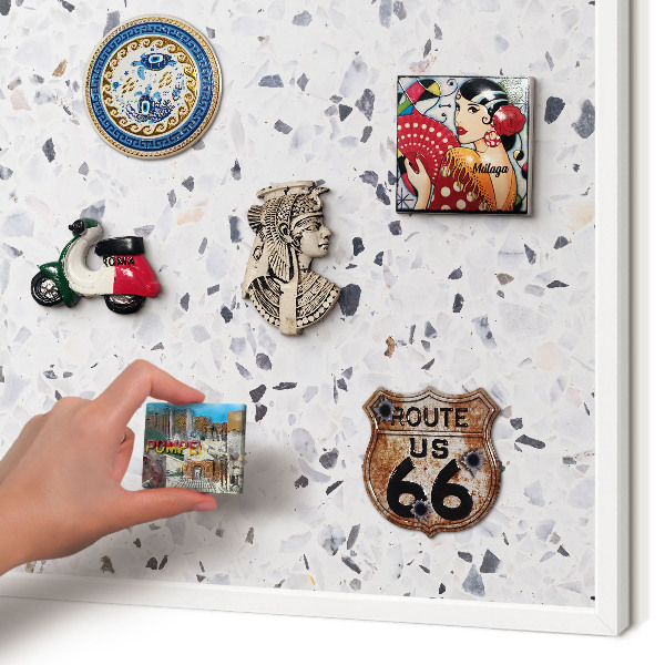 Magnetisch bord voor de muur met witte lijst Terrazzo-stijl