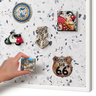 Magnetisch bord voor de muur met witte lijst Terrazzo-stijl