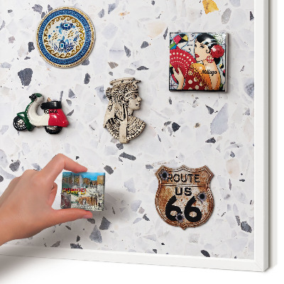 Magnetisch bord voor de muur met witte lijst Terrazzo-stijl