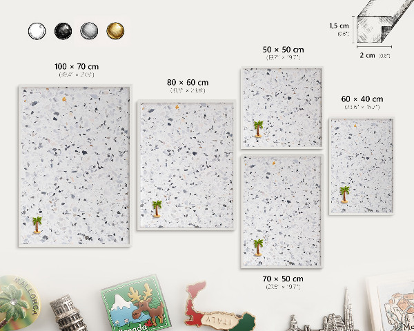 Magnetisch bord voor de muur met witte lijst Terrazzo-stijl