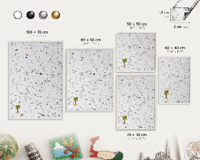 Magnetisch bord voor de muur met witte lijst Terrazzo-stijl