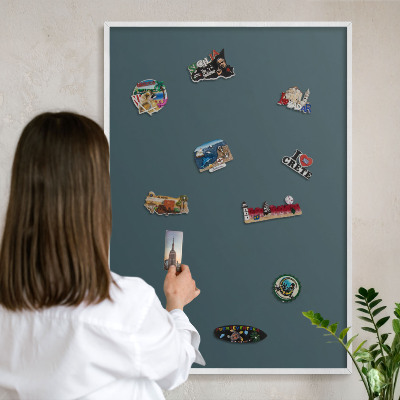 Magnetisch bord van metaal in een witte lijst Turkoois